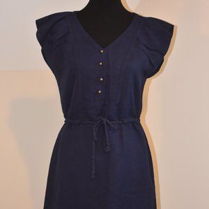 Navy Blue Linen Dress